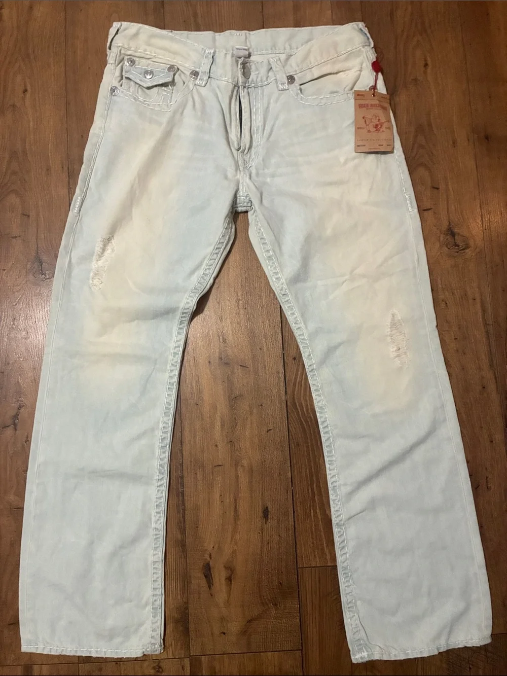 True Religion Men's Light White Straight Jeans size 38